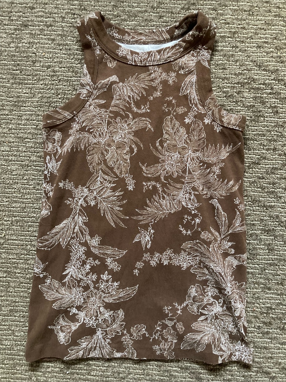 LOFT Brown Floral Toile Tank Top
